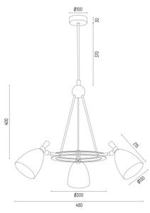 Argon 6149 - Κρεμαστό φωτιστικό οροφής CHARLOTTE 3xE27/15W/230V μαύρο/χρυσό