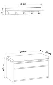 Έπιπλο εισόδου BOBY 15x80 cm με κρεμάστρα και παπουτσοθήκη 42x80 cm καφέ/μαύρο