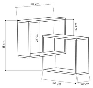 Γωνιακό ράφι τοίχου RING 68x68 cm καφέ