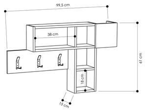 Κρεμάστρα τοίχου με ράφι GAME 61x99,5 cm μπεζ/ανθρακί