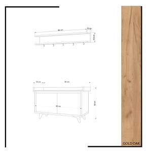 Έπιπλο εισόδου ARASSO 18,8x80 cm με κρεμάστρα και παπουτσοθήκη 60x90 λευκό/καφέ