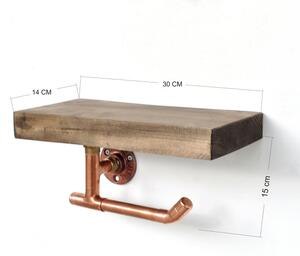 Χαρτοθήκη μπάνιου με ράφι 15x30 cm καφέ/χάλκινο