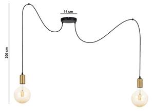 Κρεμαστό φωτιστικό οροφής MIROS 2xE27/60W/230V μαύρο/χρυσό