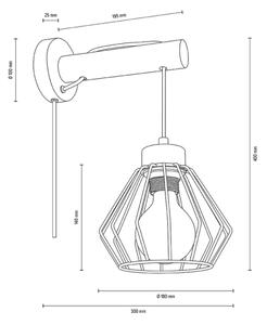 Spot-Light DO8931156 - Λάμπα τοίχου MUG 1xE27/15W/230V καρυδιά