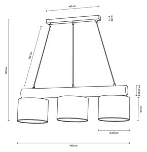 Spot-Light 6760169404 - Πολύφωτο με συρματόσχοινο PINO MIX 3xE27/40W/230V πεύκο