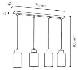 Spot-Light 1720404 - Πολύφωτο με συρματόσχοινο BOSCO 4xE27/60W/230V