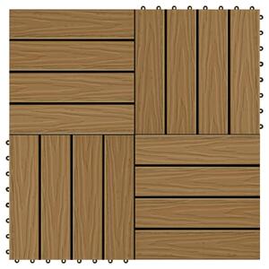 VidaXL Πλακάκια Deck 11 τεμ. Ανάγλυφα Χρώμα Teak 30x30 εκ. 1 μ² WPC