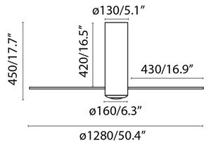 FARO 32037WP - Ανεμιστήρας οροφής TUBE FAN M μαύρο/καφέ δ. 128 cm SMART + RC