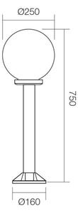 Redo 9779 - Λάμπα εξωτερικού χώρου SFERA 1xE27/42W/230V IP44 25x75 cm καφέ