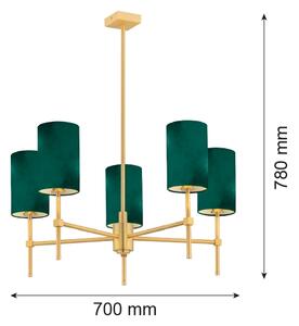 Argon 2147 - Πολύφωτο κρεμαστό ABRUZZO 5xE14/7W/230V ορείχαλκος/πράσινο