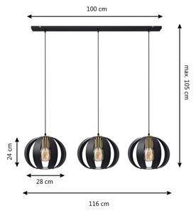 Κρεμαστό φωτιστικό οροφής ράγα NEWTON 3xE27/60W/230V μαύρο/χρυσό