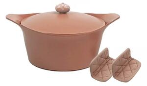 Κατσαρόλα Βαθιά Αντικολλητική Cocotte MJCPKROEN 24cm 4,5Lt Pink Cookut