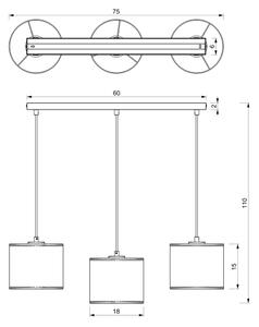 Κρεμαστό φωτιστικό οροφής ράγα LOFT SHADE 3xE27/60W/230V λευκό/χρυσό