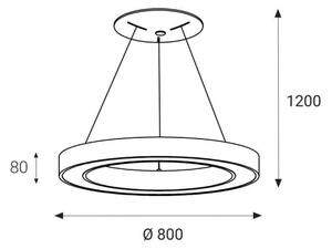 LED2 - Κρεμαστό φωτιστικό οροφής LED SATURN LED/80W/230V 4000K διάμετρος 80 cm λευκό