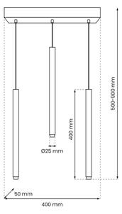 Κρεμαστό φωτιστικό οροφής ράγα MONZA 3xG9/8W/230V μαύρο/χρυσό