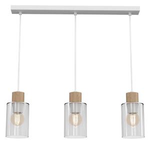 Κρεμαστό φωτιστικό οροφής MADERA 3xE27/60W/230V λευκό/ξύλο