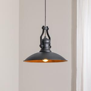 ROYALTECH Fimda κρεμαστό φωτιστικό, μαύρο, Ø 41 cm, μέταλλο, E27, ρυθμιζόμενος, Μαύρο, Σαλόνι / τραπεζαρία, Μέταλλο
