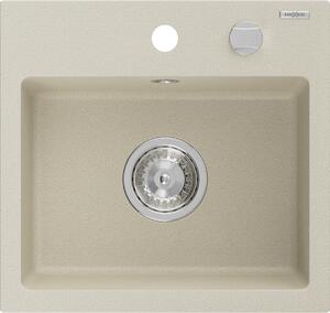 Mexen Milo νεροχύτης γρανίτης 1-διαμερίσματος 435 x 410 mm, μπεζ, σιφόνι χρώμιο