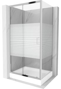 Mexen Apia Καμπίνα ντους συρόμενη 100 x 80 cm, λευκές ρίγες, χρώμιο + ντουζιέρα