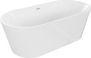 Mexen Luna μπανιέρα ελεύθερης τοποθέτησης 140 x 75 cm, λευκή, λευκή υπερχείλιση