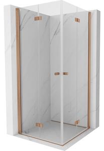Mexen Mist-F Διπλή πτυσσόμενη καμπίνα ντους 80 x 80 cm, διάφανη, βουρτσισμένος