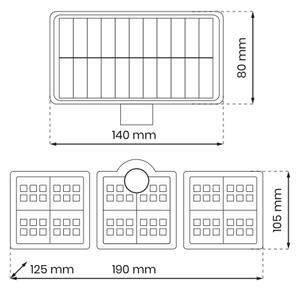 Ηλιακό σποτ LED με αισθητήρα κίνησης LED/20W/3,7V 1200 mAh IP44 + RC