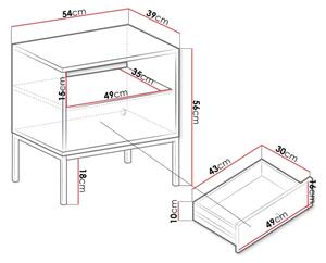 Κομοδίνο MONO 56x54 cm μπεζ/μαύρο