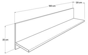 Ράφι τοίχου 25x120 cm καφέ