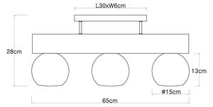 Globo 15656-3D - Πλαφονιέρα οροφής MOITAS 3xE27/40W/230V