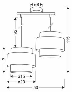 Κρεμαστό φωτιστικό οροφής δίφωτο HARE 2xE27/60W/230V γκρι/ματ χρώμιο