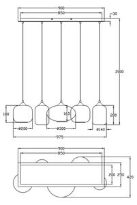 Fabas Luce 3627-48-126 - Πολύφωτο με συρματόσχοινο GILLIS 5xE27/40W/230V γκρι/μαύρο