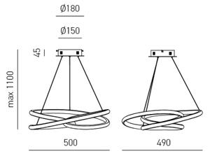 Gea Luce DIVA S P TITANIO-Led Dimmable κρεμαστό φωτιστικό οροφής DIVA 43W/230V ανθρακί