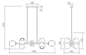 Redo 01-2619 - Κρεμαστό φωτιστικό οροφής ράγα PIERCE 6xE27/42W/230V χρυσαφί