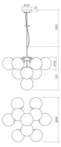 Redo 01-2940 -Κρεμαστό φωτιστικό οροφής AGAPE 10xE14/28W/230V χρυσαφί