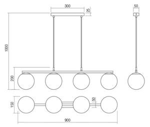 Redo 01-3156 - Κρεμαστό φωτιστικό οροφής ράγα BOWLING 4xE27/42W/230V μαύρο