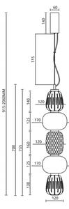 Πολύφωτο LED με συρματόσχοινο CARO LED/40W/230V χρυσαφί