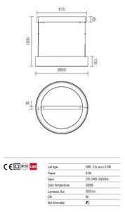 Redo 01-924 - Πολύφωτο LED με συρματόσχοινο BOND LED/47W/230V 3000K γκρι