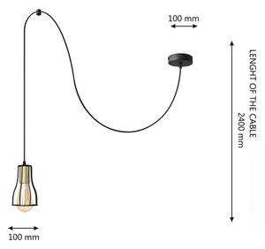 Πολύφωτο με συρματόσχοινο TUBE LONG 1xE27/15W/230V μαύρο/χρυσαφί