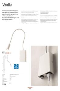 Redo 01-2754 - Λάμπα τοίχου LED WALLIE LED/3W/230V USB CRI 90 λευκό