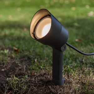 LUTEC Προβολέας LED με πασσάλους EXPLORER, σκούρο γκρι, Ø 9 cm, IP54, Γκρι, Αλουμίνιο, σύγχρονο
