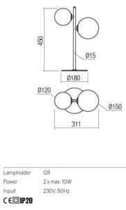 Redo 01-2784 - Eπιτραπέζια λάμπα ROY 2xG9/10W/230V