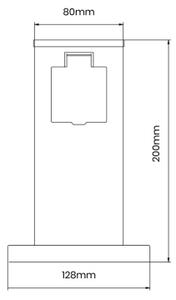 Πρίζα δαπέδου εξωτερικού χώρου 1Z 230V IP44 20 cm μαύρο