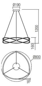 Redo 01-2254 - Led Dimmable κρεμαστό φωτιστικό οροφής QUARK LED/54W/230V