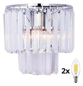 Brilagi - LED Κρυστάλλινο επιτοίχιο φωτιστικό MOZART 2xE14/40W/230V γυαλιστερό χρώμιο