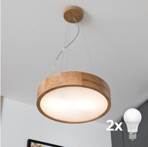 Brilagi - Κρεμαστό φωτιστικό οροφής LED CARVALHO 2xE27/60W/230V δρυς διάμετρος 37 cm