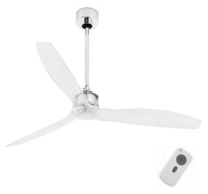 FARO 33394 - Ανεμιστήρας οροφής JUST FAN γυαλιστερό χρώμιο/διαφανής + RC