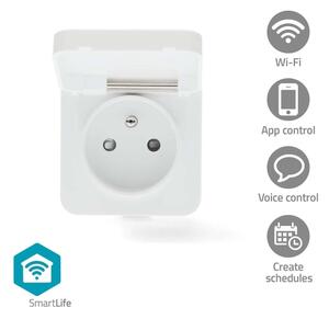 Nedis WIFIPO130EWT - Έξυπνη πρίζα 3680W/230V/ Type E/16A Wi-Fi Tuya IP44