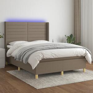 VidaXL Κρεβάτι Boxspring με Στρώμα & LED Taupe 140x200 εκ. Υφασμάτινο