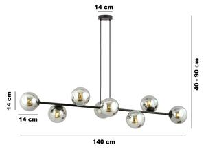 Κρεμαστό φωτιστικό οροφής ROSSI 8xE14/10W/230V μαύρο/γκρι