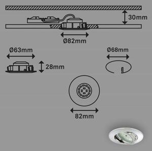 Briloner 7209-038 - ΣΕΤ 3x Χωνευτό φωτιστικό οροφής μπάνιου LED LED/5W/230V IP23